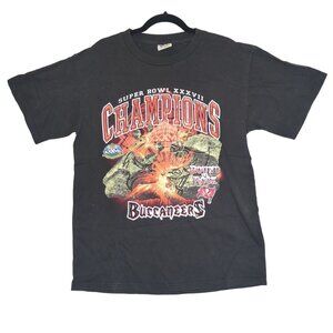 Vtg Tampa Bay Buccaneers Shirt Super Bowl XXXVII Champions T-Shirt Black XL Bucs
